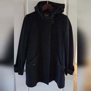 Cole Haan Women's Black Pea Coat with Hood